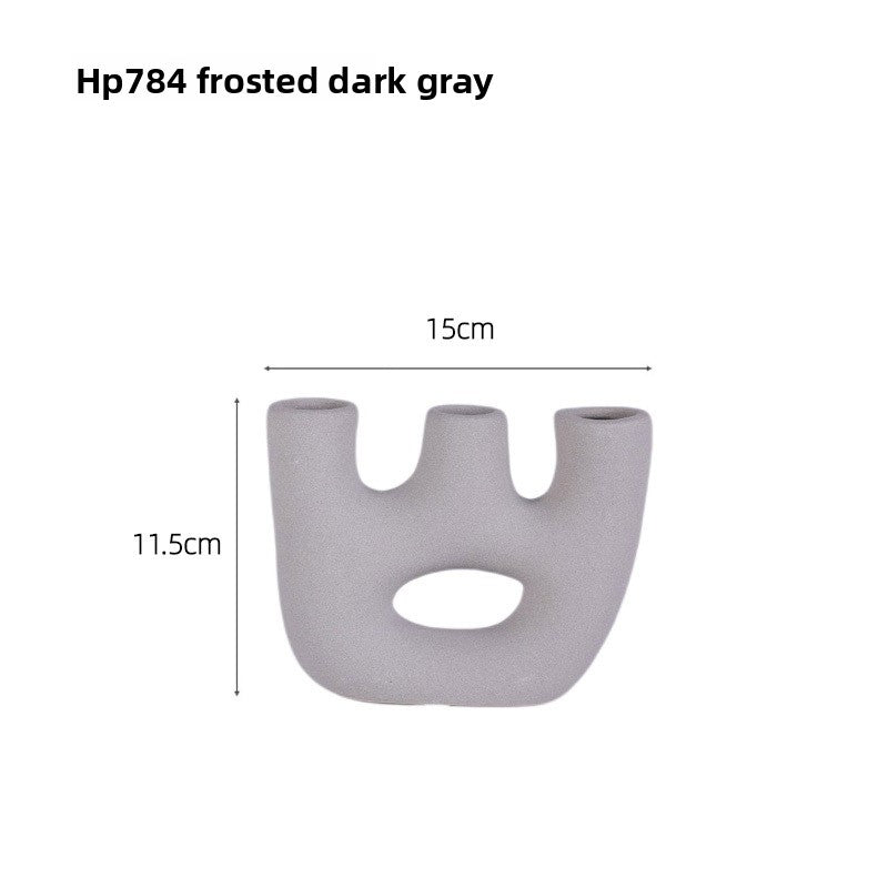 Nordic Wabi-Sabi Ceramic Vase – Matte Frosted Minimalist Decorative Ornament