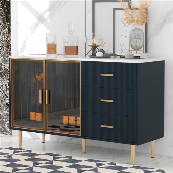 Modern Light Luxury Sideboard Cabinet – MDF, Tempered Glass & Metal