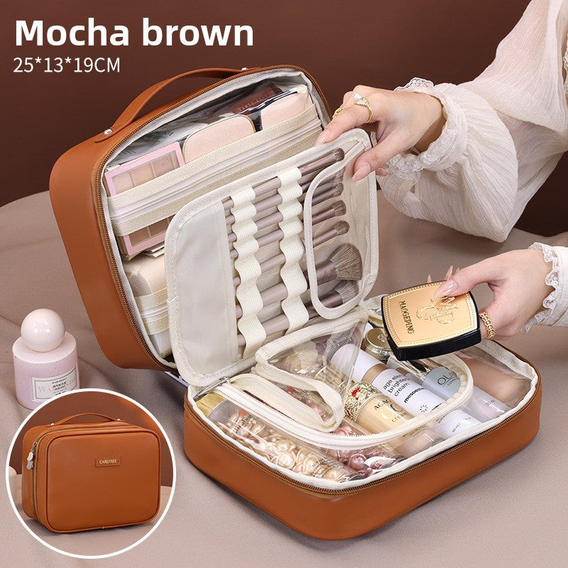 Large Capacity 5-in-1 Cosmetic Bag – Waterproof PU Makeup Organizer with Handle