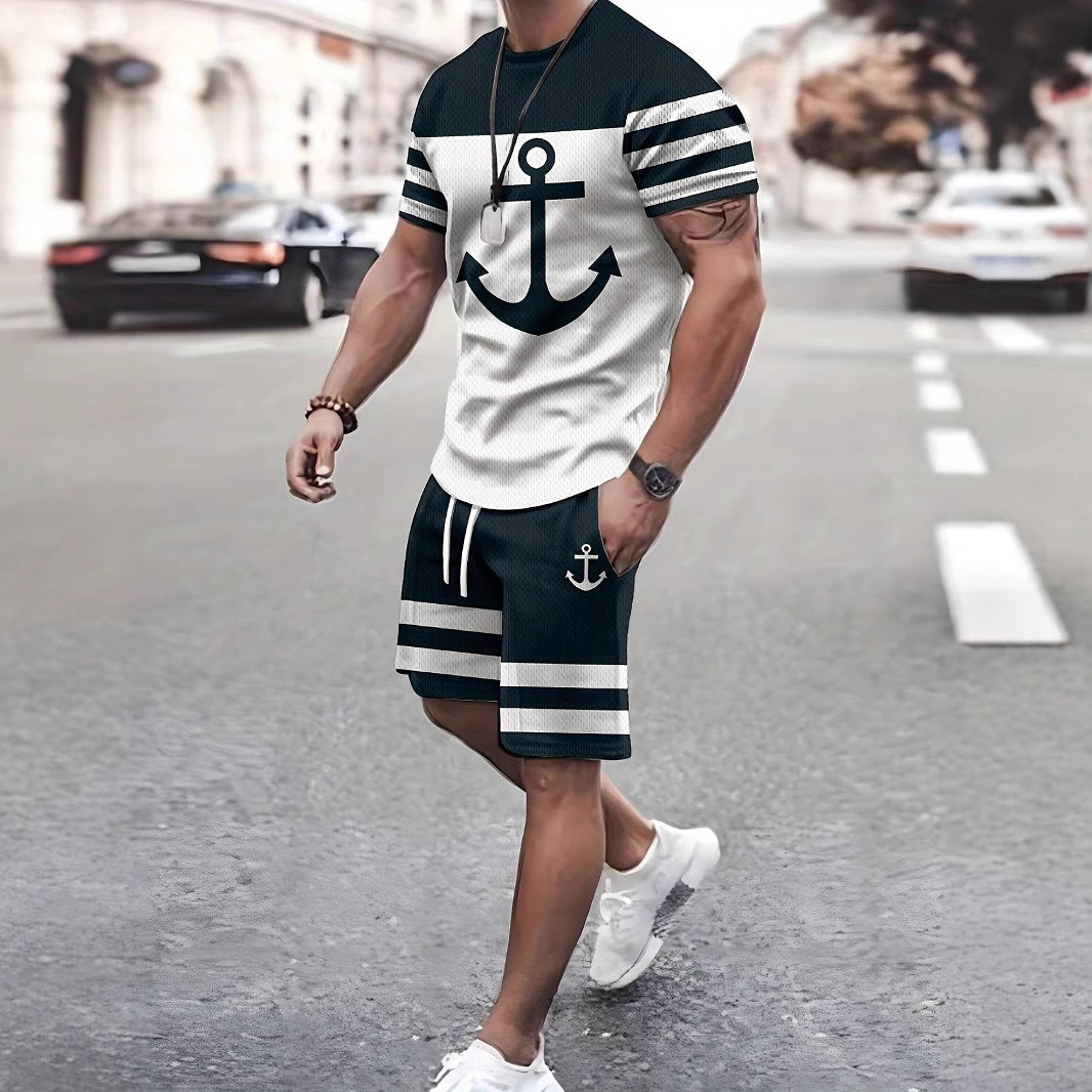 Men’s 3D Printed Summer 2-Piece Set – Short Sleeve T-Shirt & Casual Shorts Outfit