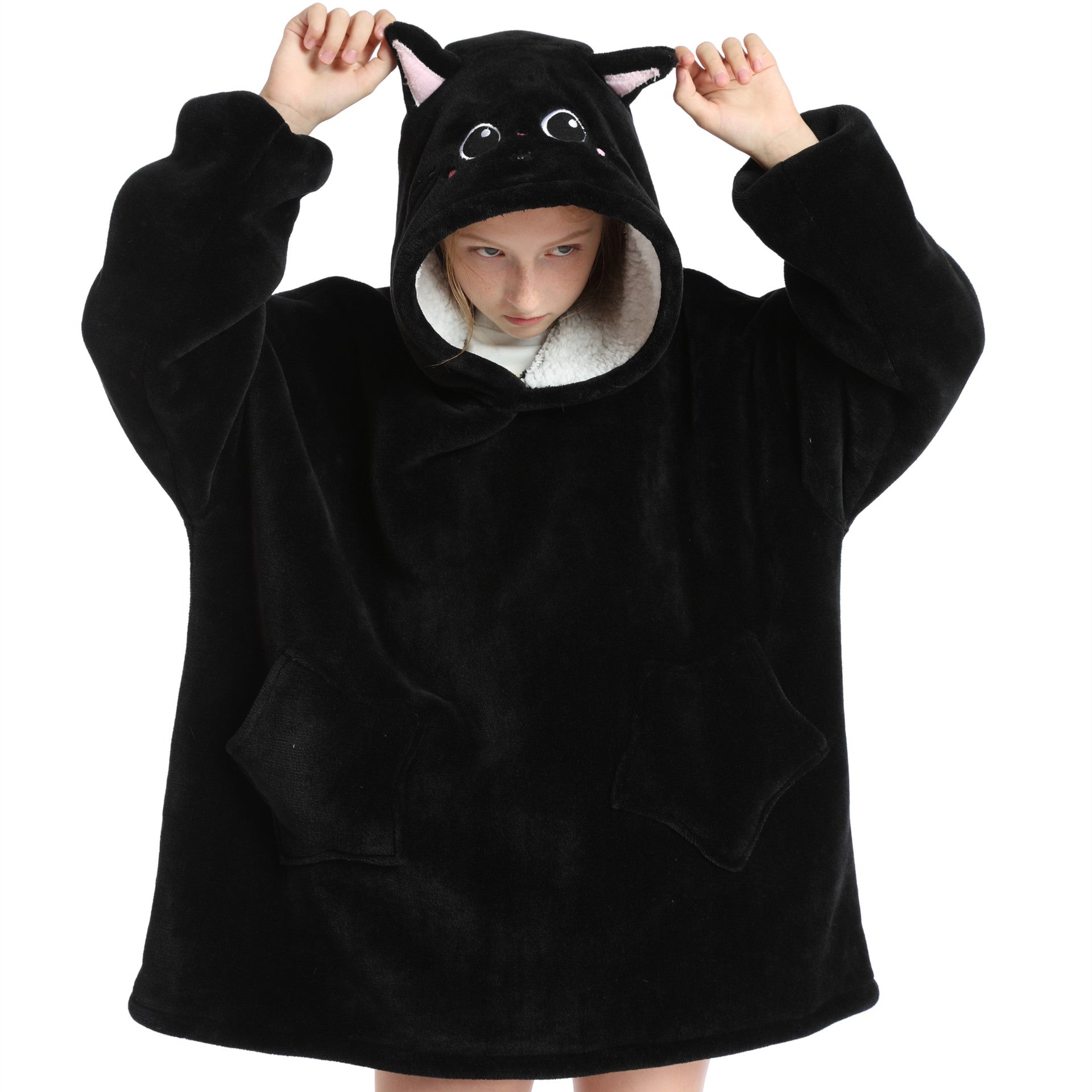 Kids Hooded Flannel Pajama Set – Thick Warm Cartoon Sleepwear (Unisex)