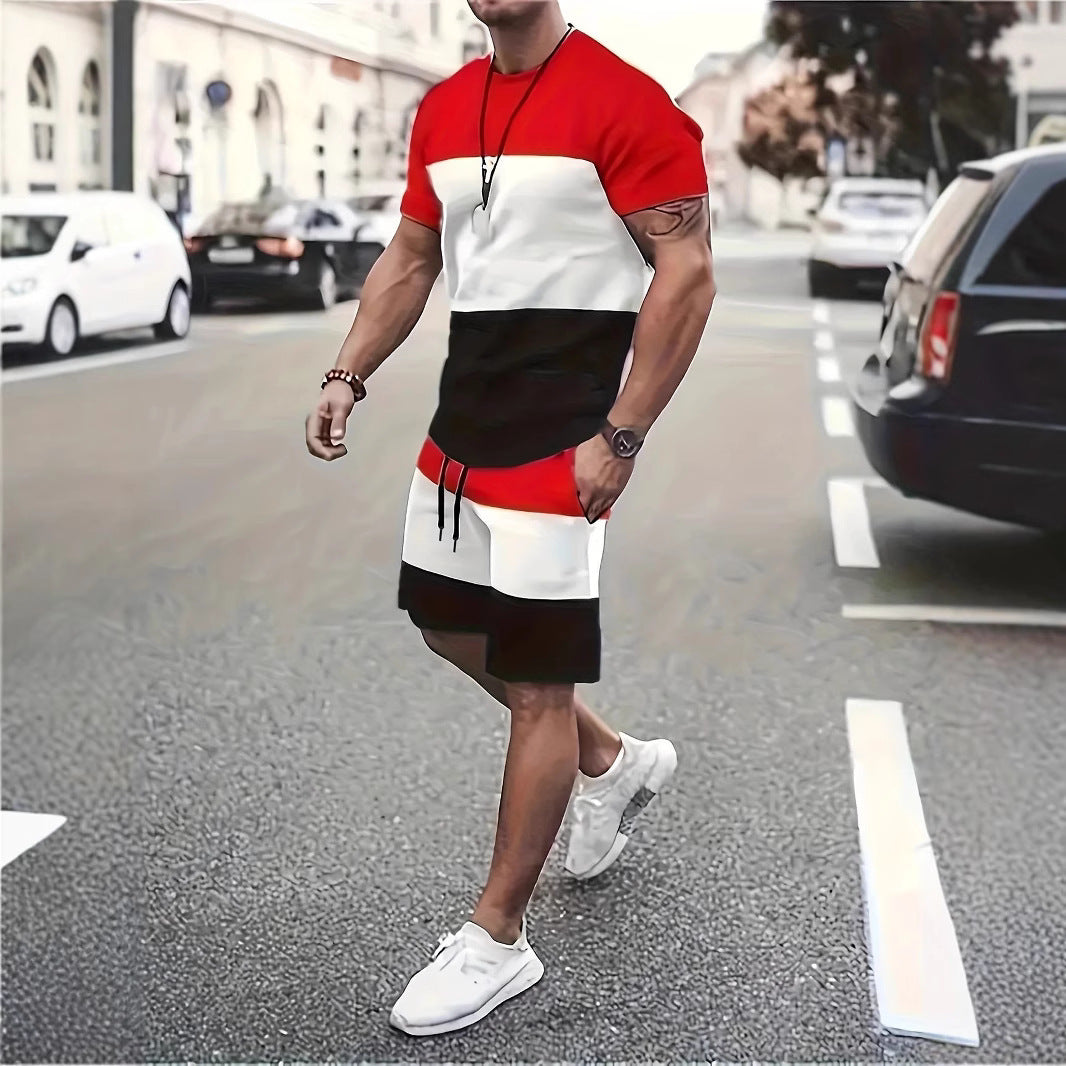 Men’s 3D Printed Summer 2-Piece Set – Short Sleeve T-Shirt & Casual Shorts Outfit