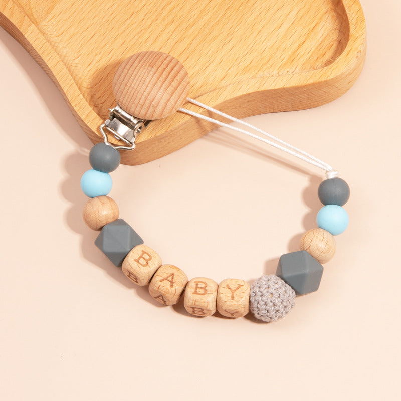 Nordic Pacifier Chain – Silicone & Beech Wood Baby Clip