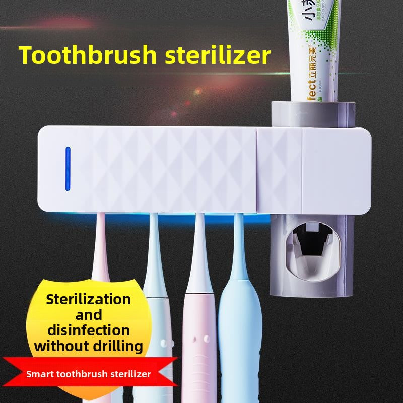 UV Toothbrush Sterilizer Holder – Automatic Toothpaste Dispenser & Wall-Mounted Storage