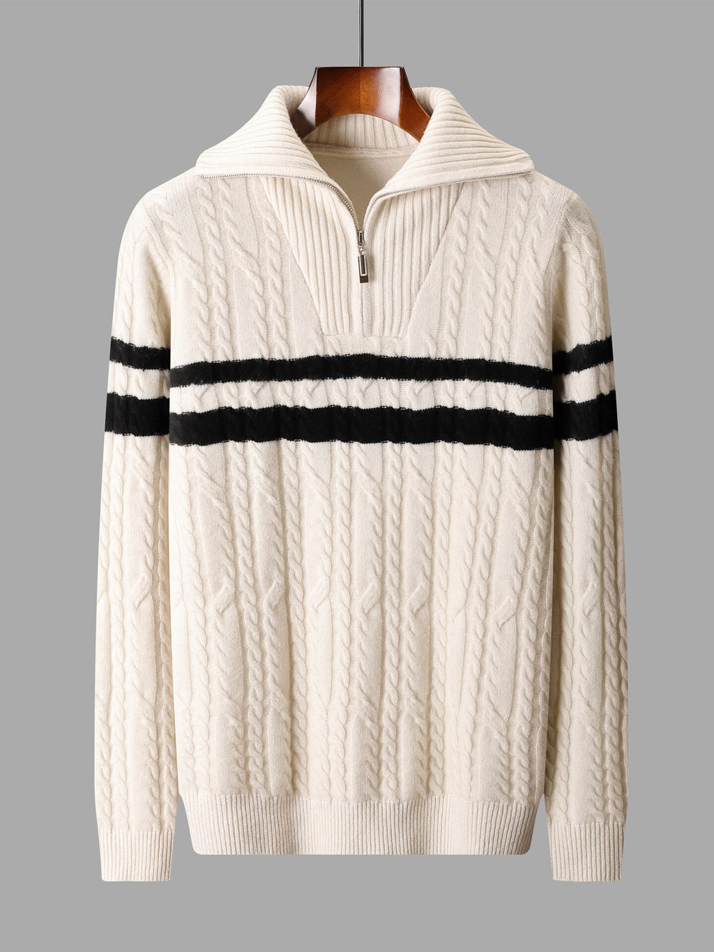 Premium Wool Turtleneck Sweater – Korean Style Loose Fit Jacquard Knit Pullover