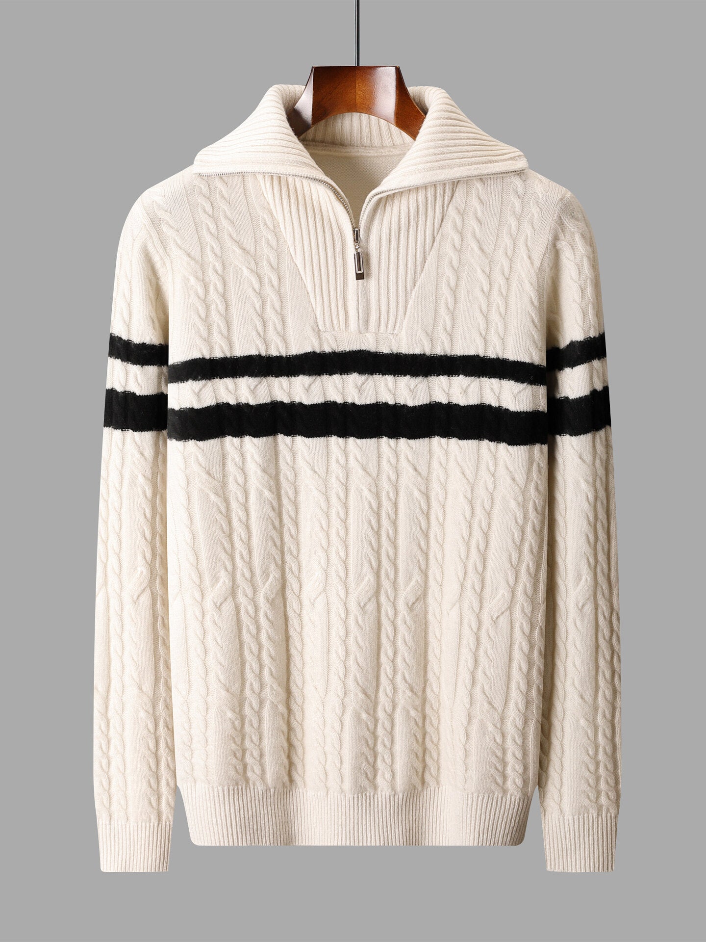 Premium Wool Turtleneck Sweater – Korean Style Loose Fit Jacquard Knit Pullover