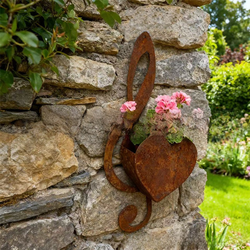 Heart-Shaped Wall Planter – Vintage Iron Hanging Flower Pot