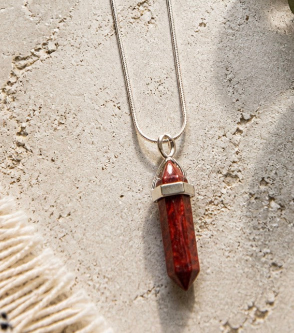 Red Jasper Crystal Necklace – Strength & Grounding Stone Pendant