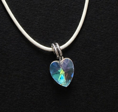 Crystal Heart Cord Necklace – Minimalist Love Pendant