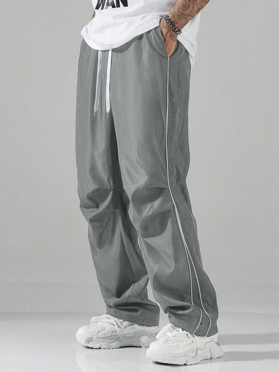 Quick-Dry Waterproof Striped Pants – Straight-Leg Urban Performance Trousers with Belt