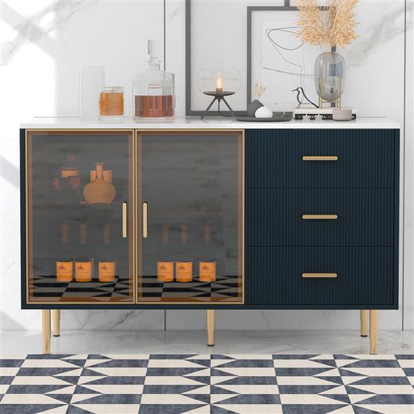 Modern Light Luxury Sideboard Cabinet – MDF, Tempered Glass & Metal