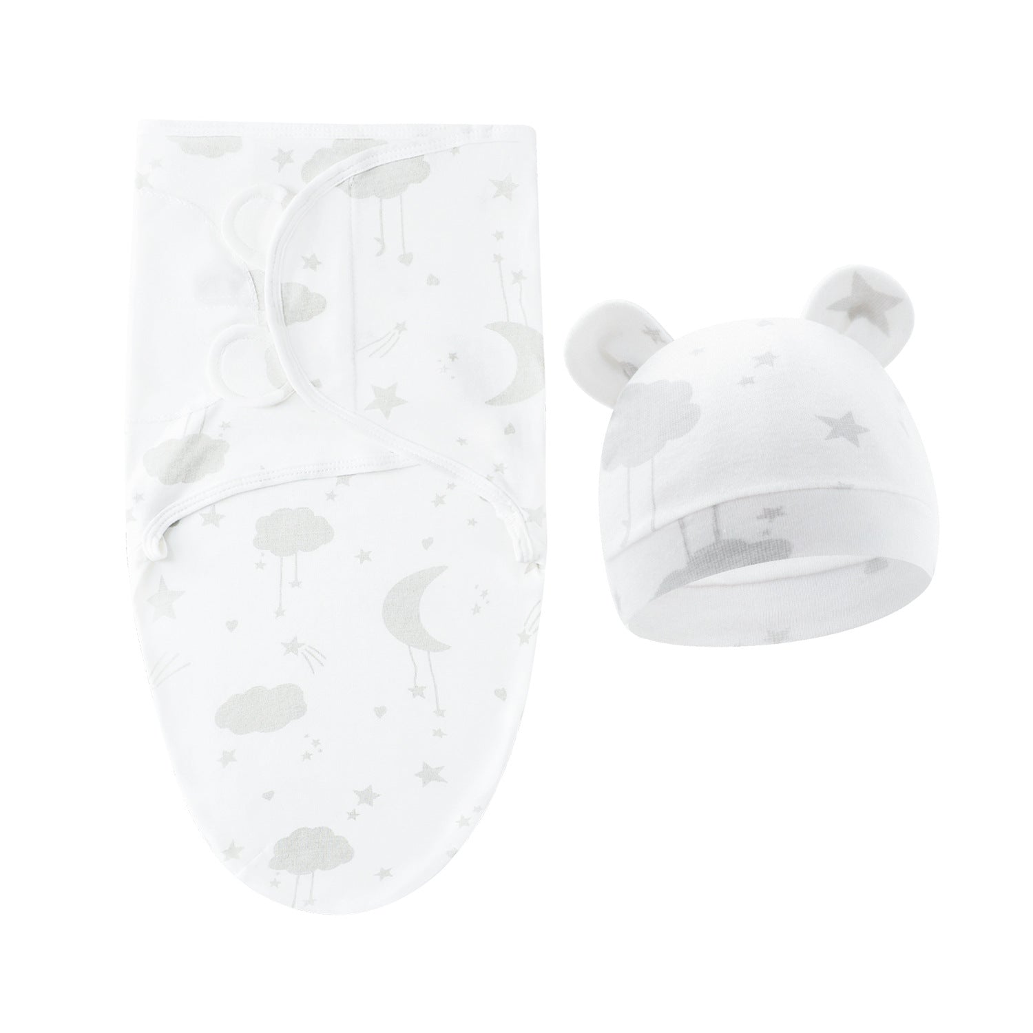 Pure Cotton Baby Swaddle Cocoon – Anti-Startle Newborn Sleep Wrap with Matching Hat