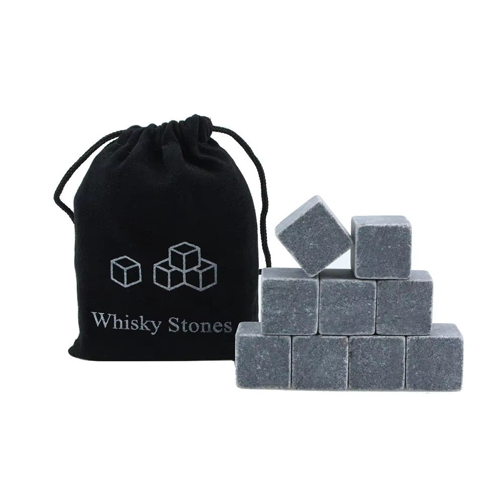 Whiskey Stones Set – Reusable Natural Stone Drink Chillers (9 Pieces)