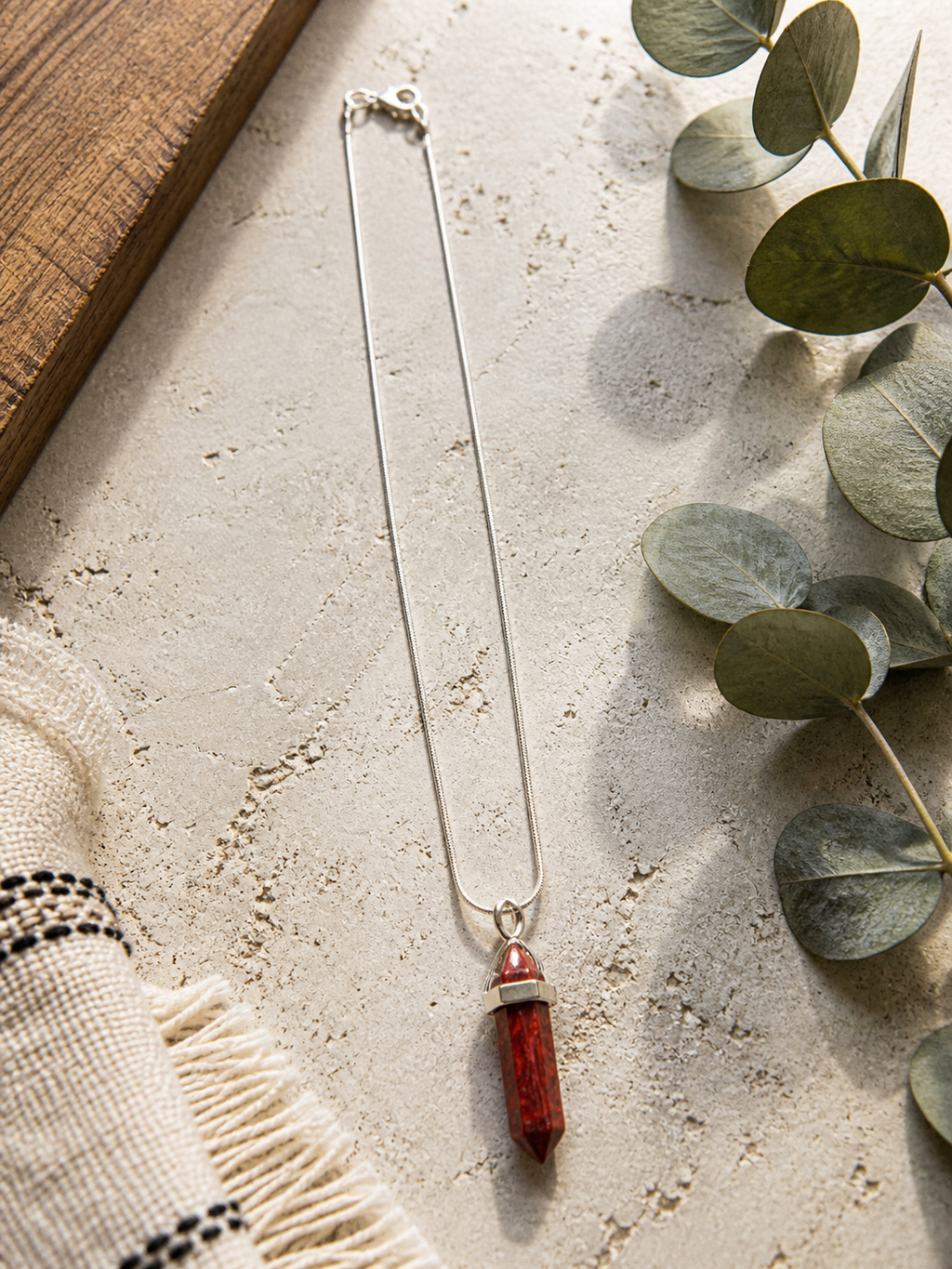 Red Jasper Crystal Necklace – Strength & Grounding Stone Pendant