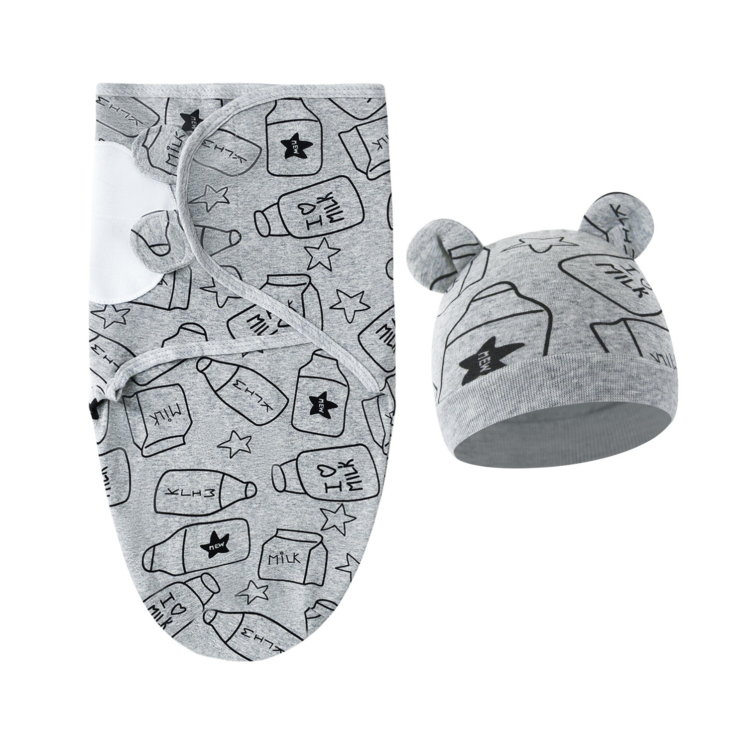 Pure Cotton Baby Swaddle Cocoon – Anti-Startle Newborn Sleep Wrap with Matching Hat