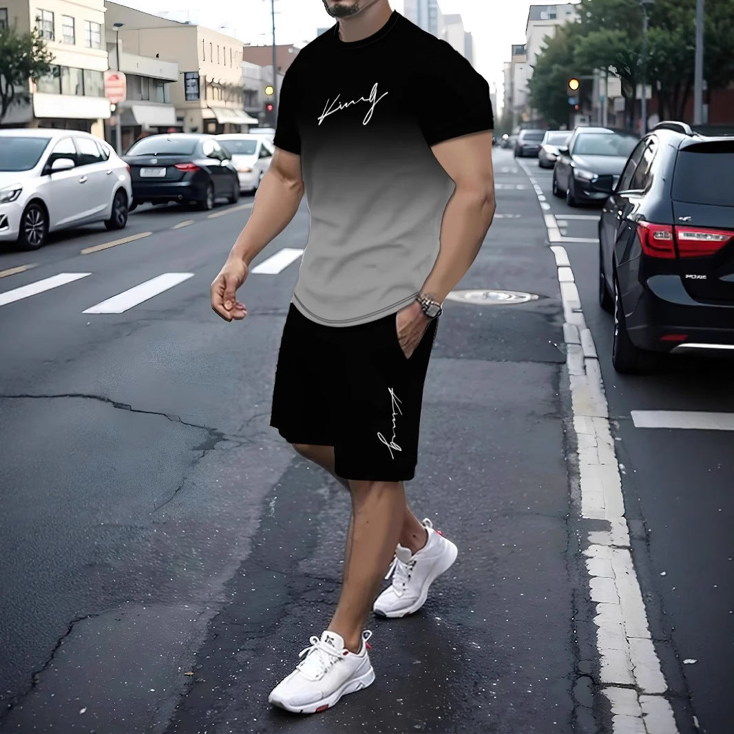 Men’s 3D Printed Summer 2-Piece Set – Short Sleeve T-Shirt & Casual Shorts Outfit