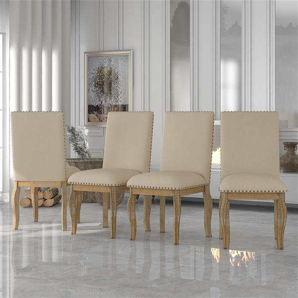 Wooden upholstered fabric dining chairs