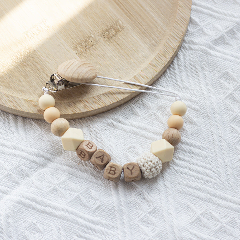 Nordic Pacifier Chain – Silicone & Beech Wood Baby Clip