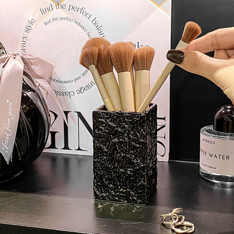 Ceramic Makeup Brush Holder – Modern Vanity Storage Cup