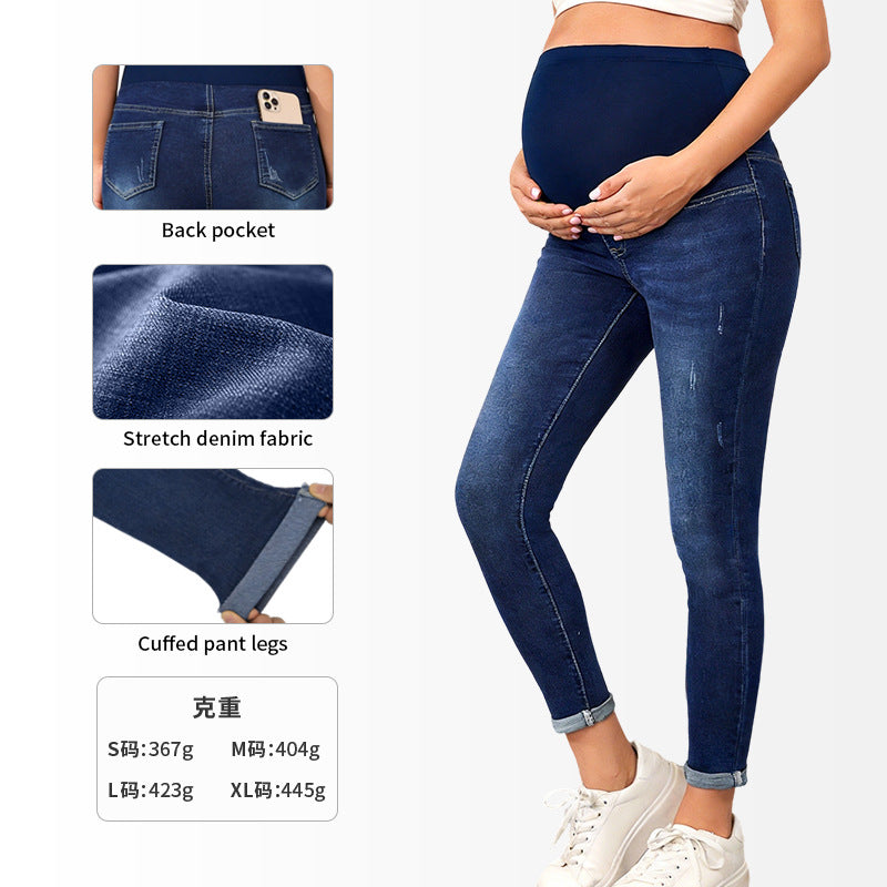 High-Waist Maternity Stretch Denim Jeans