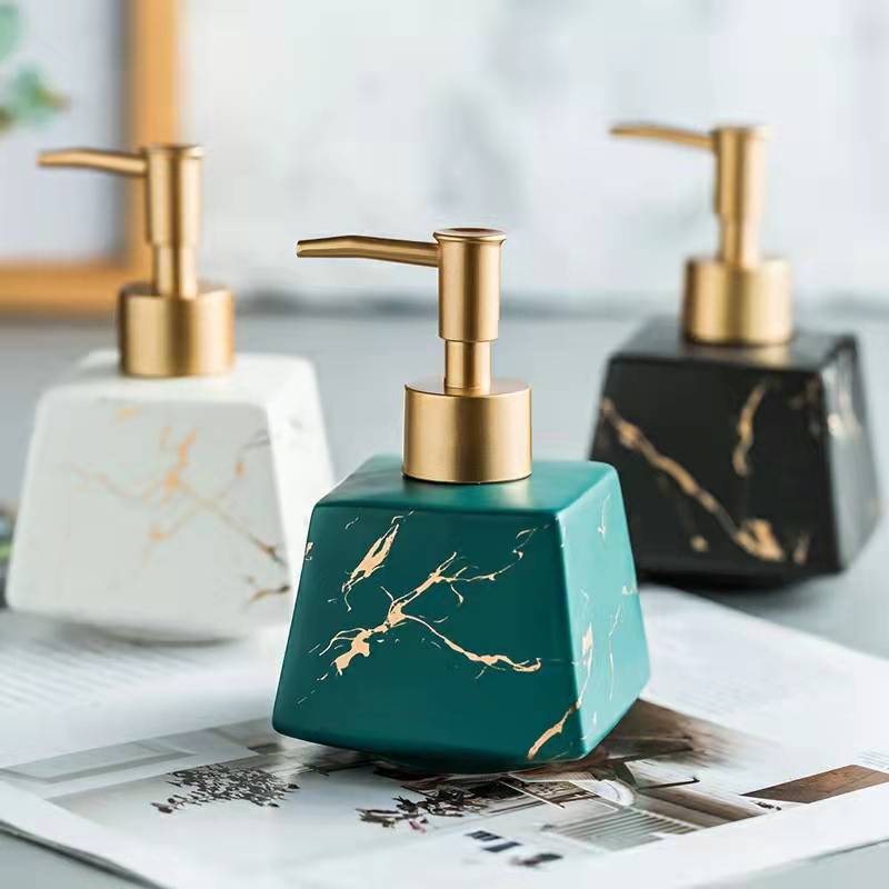Ceramic Soap Dispenser – Marble Finish Pump Bottle