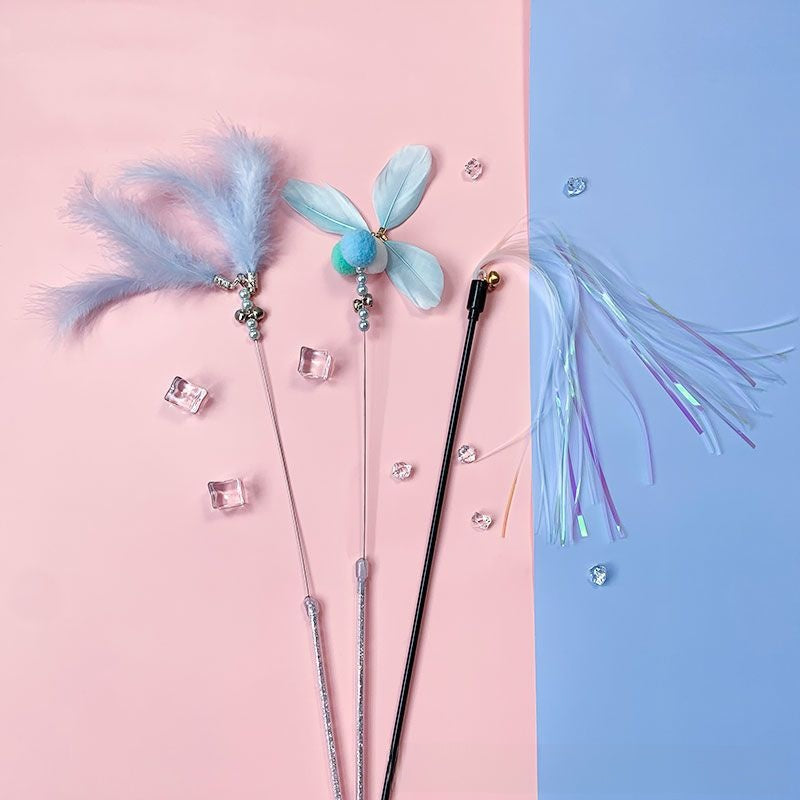 Interactive Cat Tease Stick Toy – Feather & Sound Paper Wand