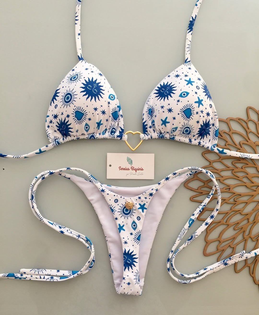 Women’s Heart Bikini Set – Lace-Up Low Waist Two-Piece Swimwear