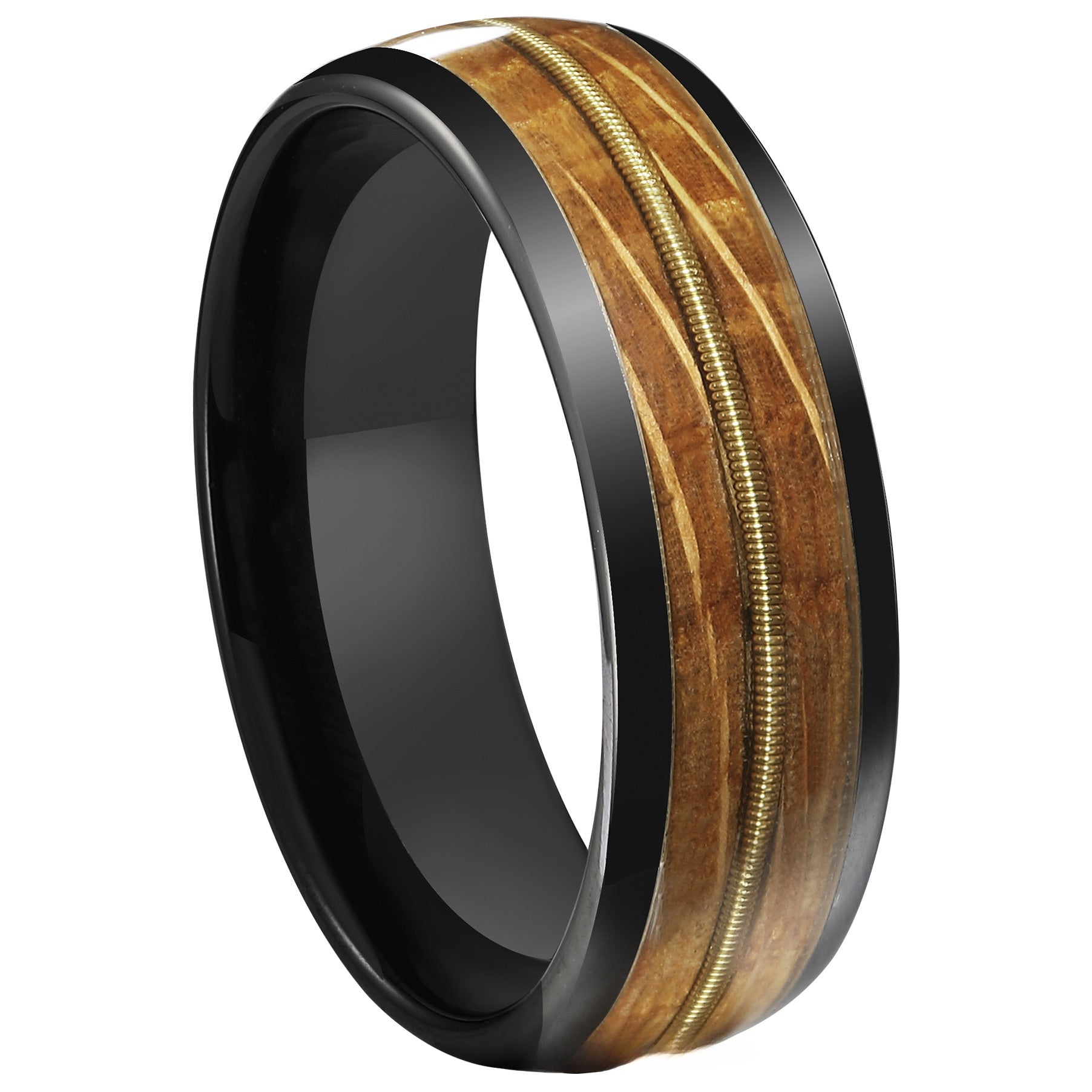 Men's Tungsten Steel Ring with Stone Inlay – Polished Durable Wedding or Fashion Band