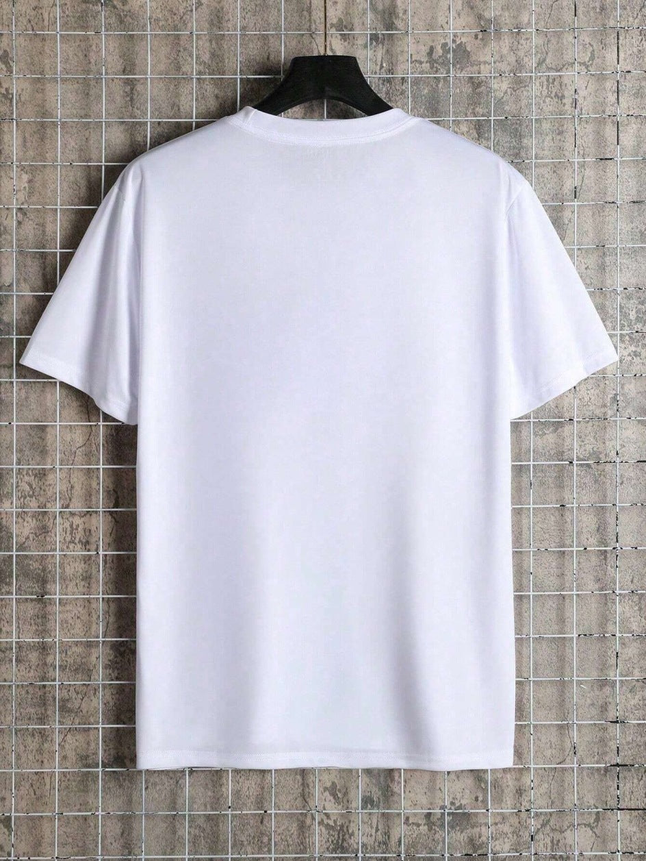 100% Cotton Graphic Print T-Shirt – Casual Loose Fit Round Neck Short Sleeve Tee