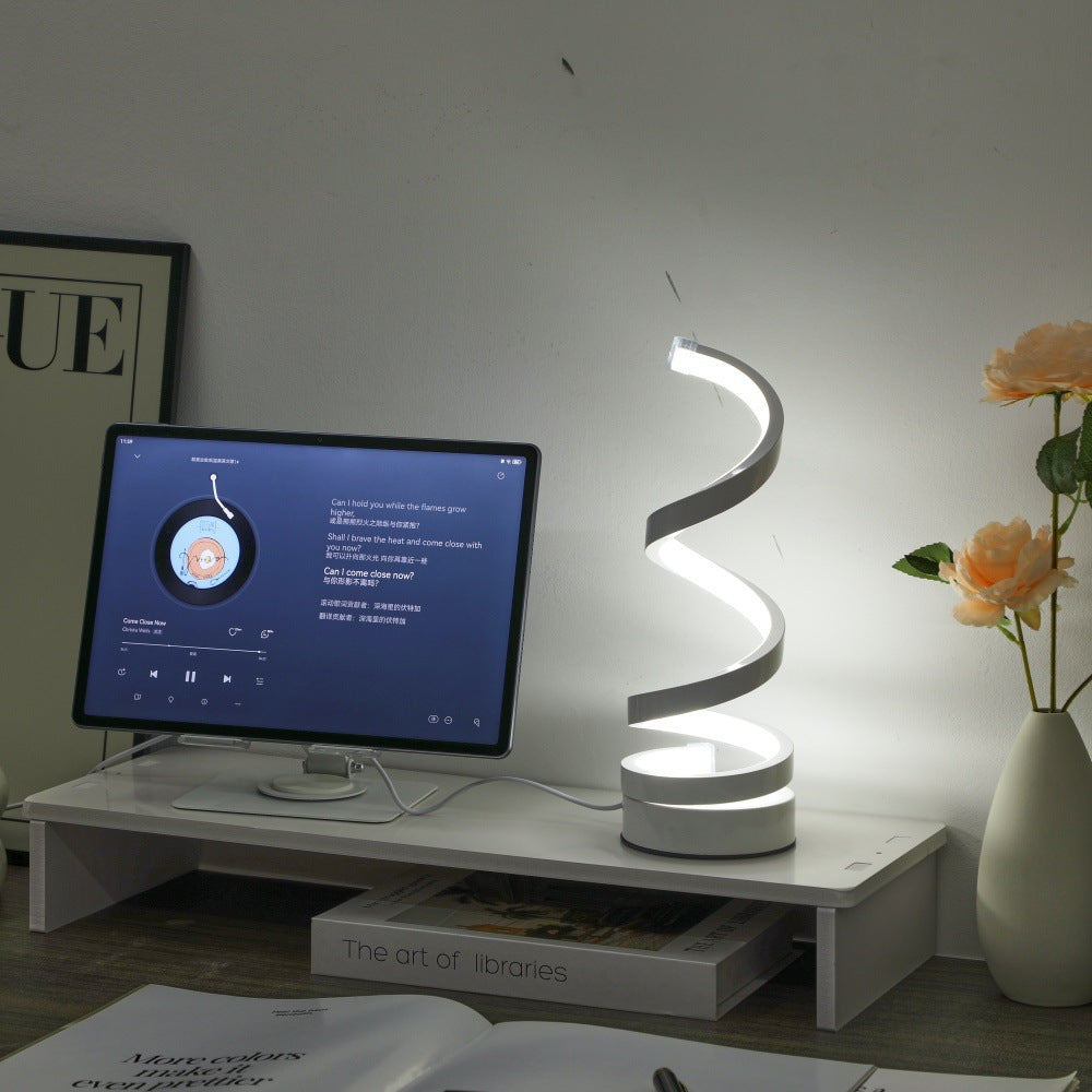 Modern Spiral LED Table Lamp – USB Dimmable Ambient Light