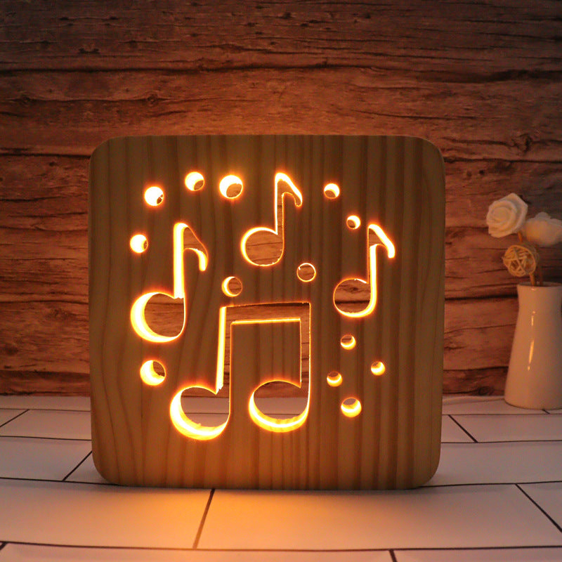 3D Wooden Projection Night Light – LED Carved Ambient Table Lamp