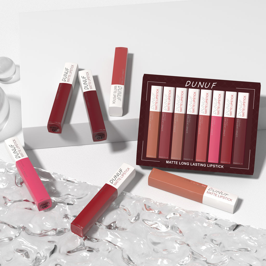 8-Piece Velvet Matte Lip Gloss Set – Long-Lasting Waterproof Liquid Lipstick Collection