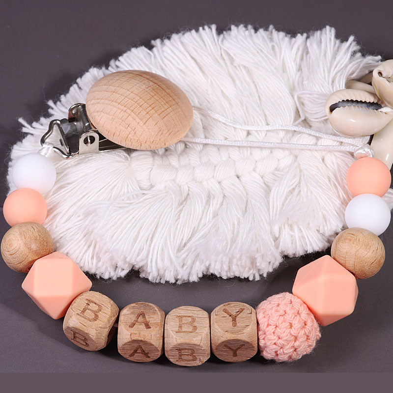 Nordic Pacifier Chain – Silicone & Beech Wood Baby Clip