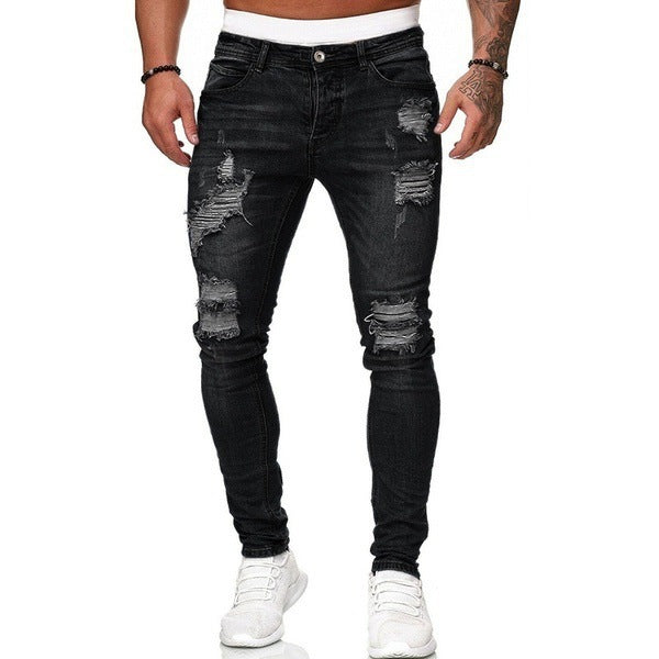 Distressed Slim Fit Jeans – Trendy Ripped Pencil Pants