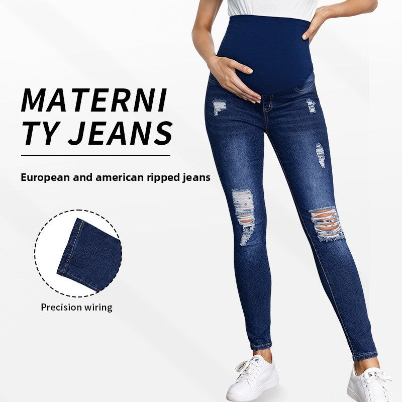 High-Waist Maternity Stretch Denim Jeans