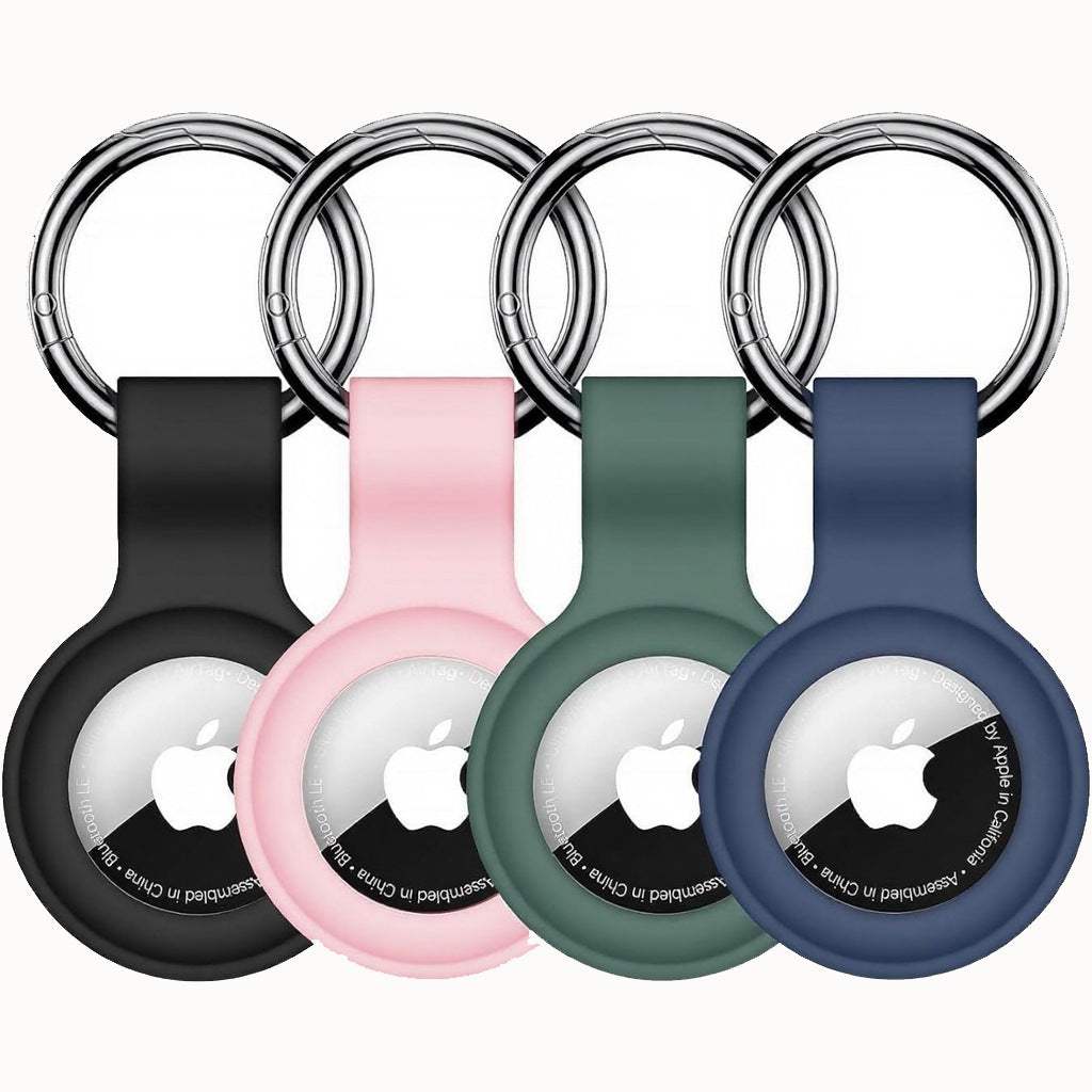 Silicone AirTag Protective Case – Waterproof Keychain Holder with Spring Buckle