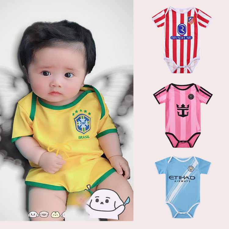 Bamboo Fiber Baby Football Jumpsuit – Soft Breathable Sports-Themed Romper (5–18 Months)