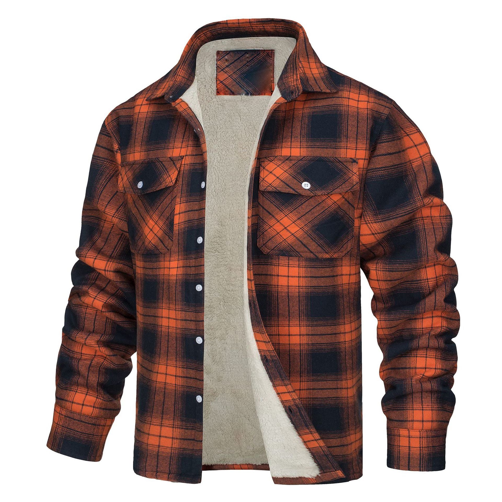 Fleece-Lined Plaid Jacket – Windproof, Moisture-Wicking Outerwear
