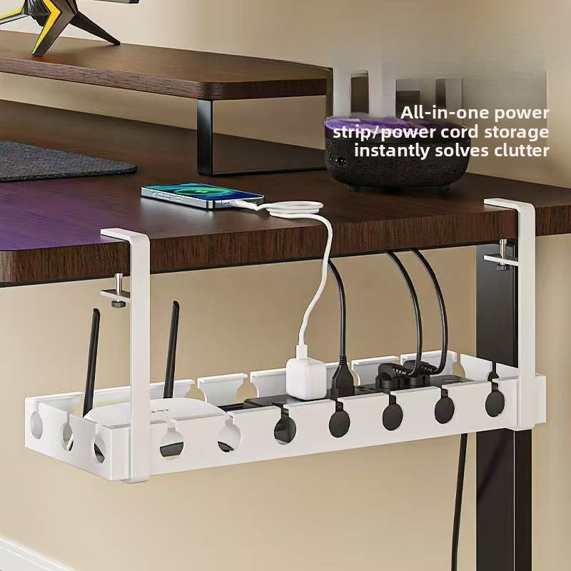 Under Desk Cable Management Tray – No Drill Adhesive Cable Organizer Rack