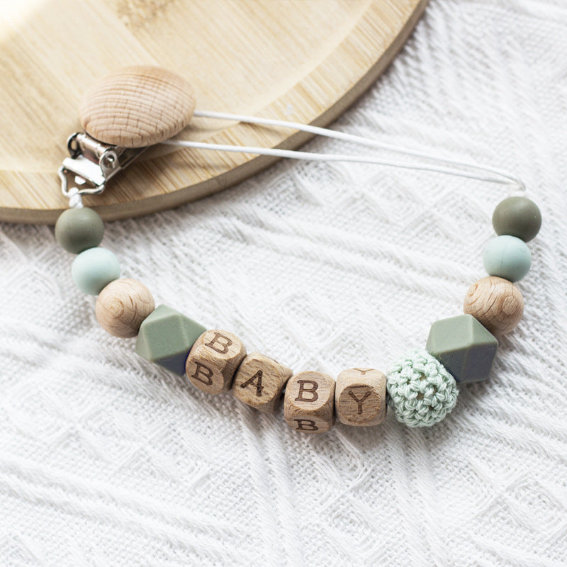 Nordic Pacifier Chain – Silicone & Beech Wood Baby Clip
