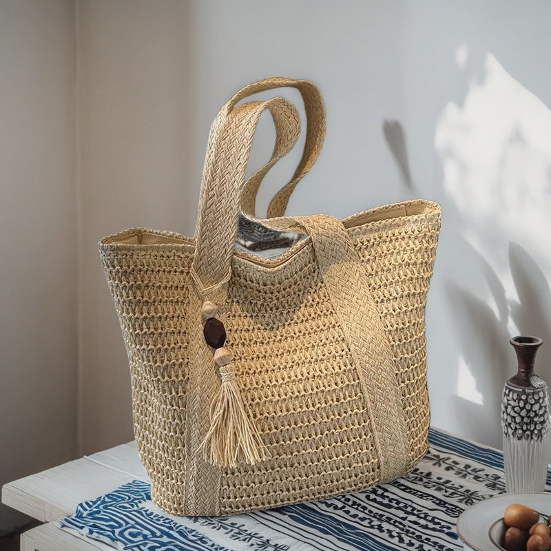 Woven Straw Tote Bag – Casual Everyday & Beach Shoulder Bag