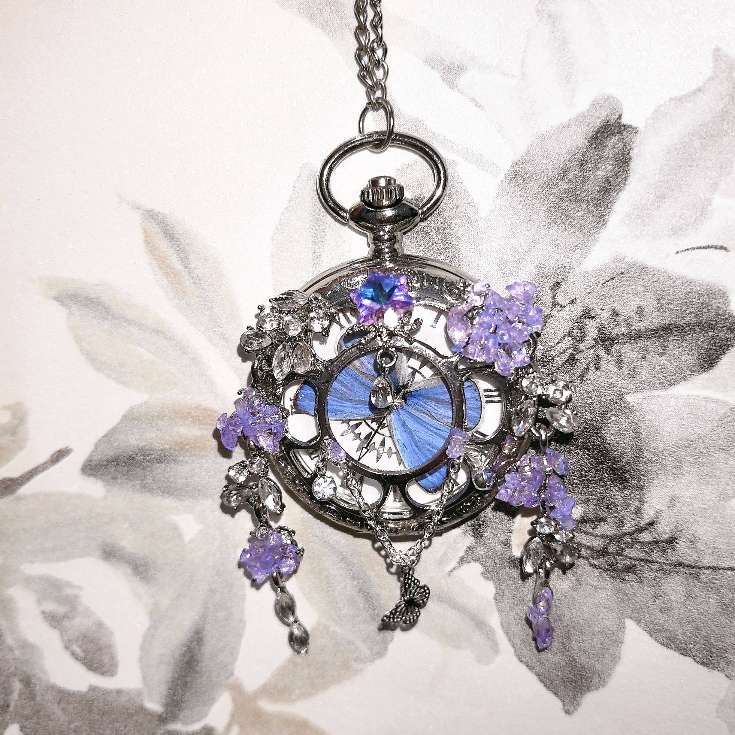 Vintage Moving Butterfly Pocket Watch