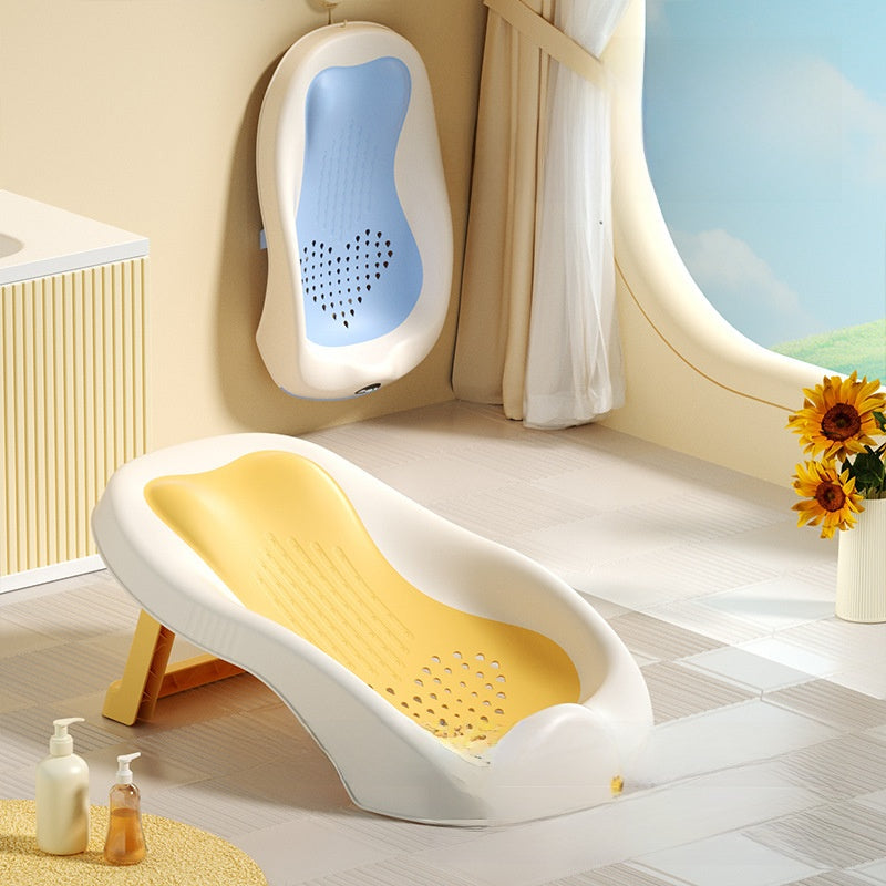 Foldable Baby Bath Rack with Temperature Sensor – Anti-Slip Infant Bath Support Seat