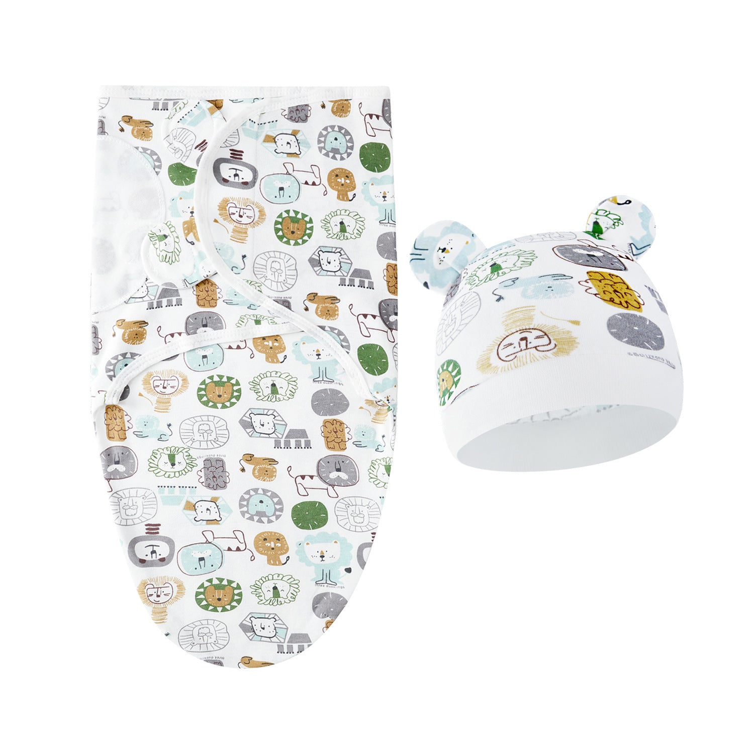 Pure Cotton Baby Swaddle Cocoon – Anti-Startle Newborn Sleep Wrap with Matching Hat