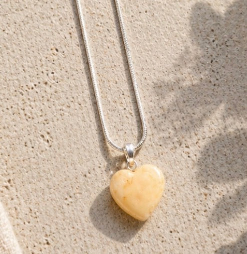 Yellow Jade Heart Necklace – Joy & Prosperity Crystal Pendant