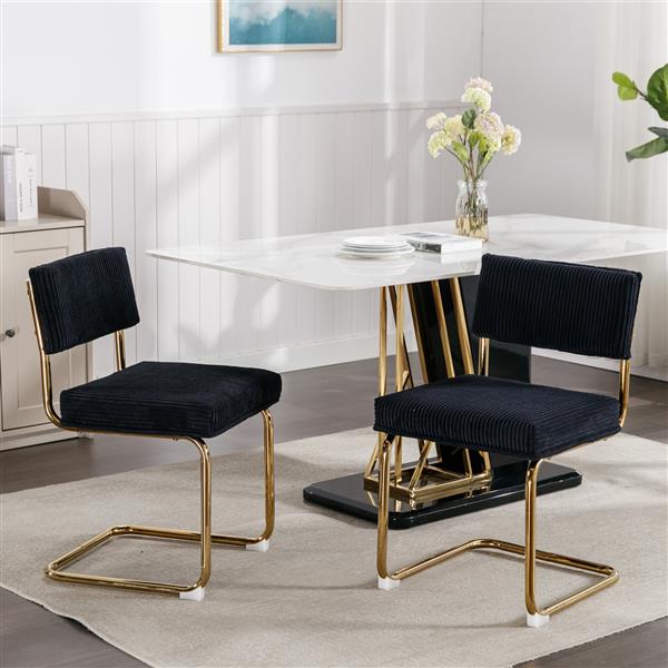 Modern Corduroy Dining Chair – Upholstered Accent Chair with Solid Wood Legs