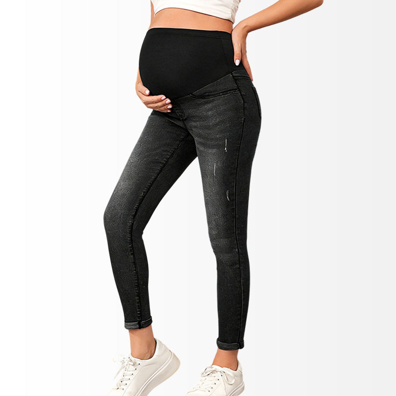 High-Waist Maternity Stretch Denim Jeans