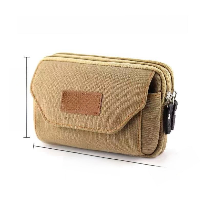 Multifunctional Canvas Waist Bag with Carabiner Clip