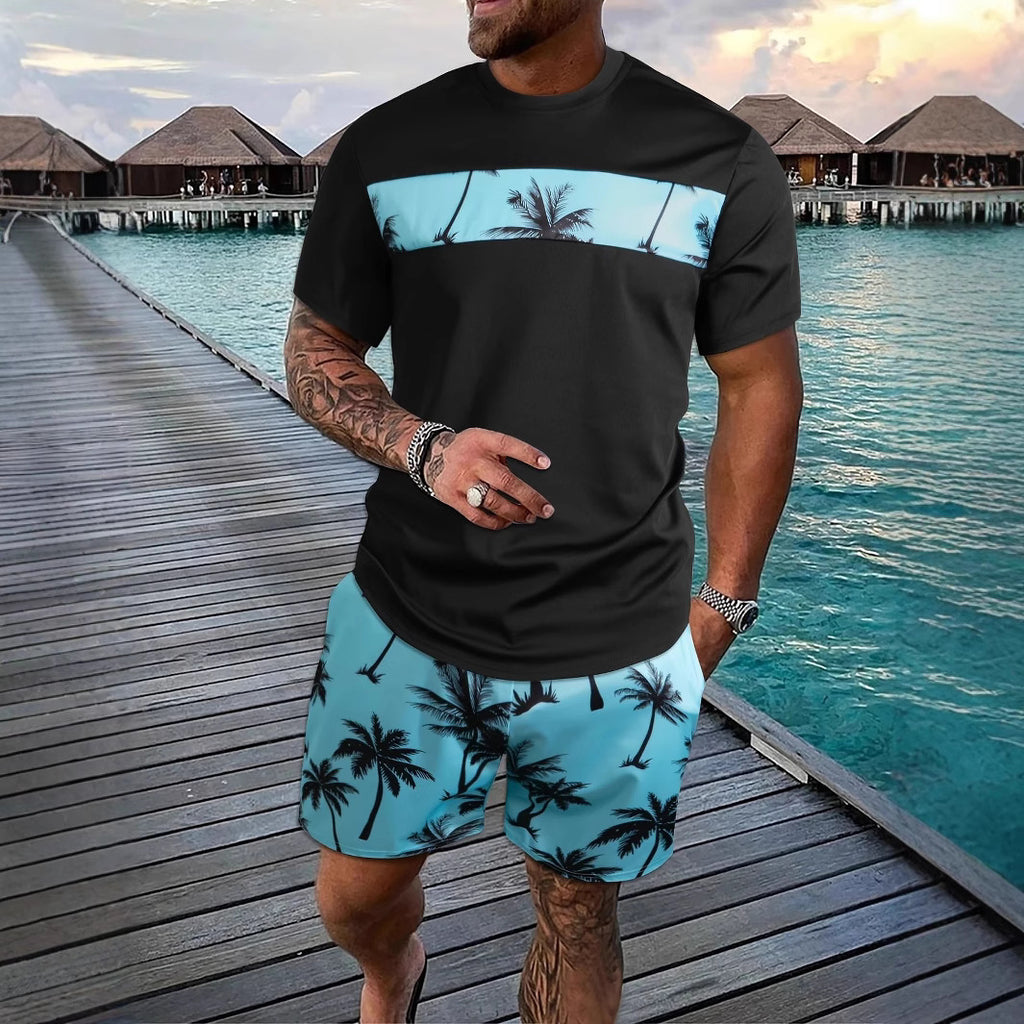 Men’s 3D Printed Summer 2-Piece Set – Short Sleeve T-Shirt & Casual Shorts Outfit