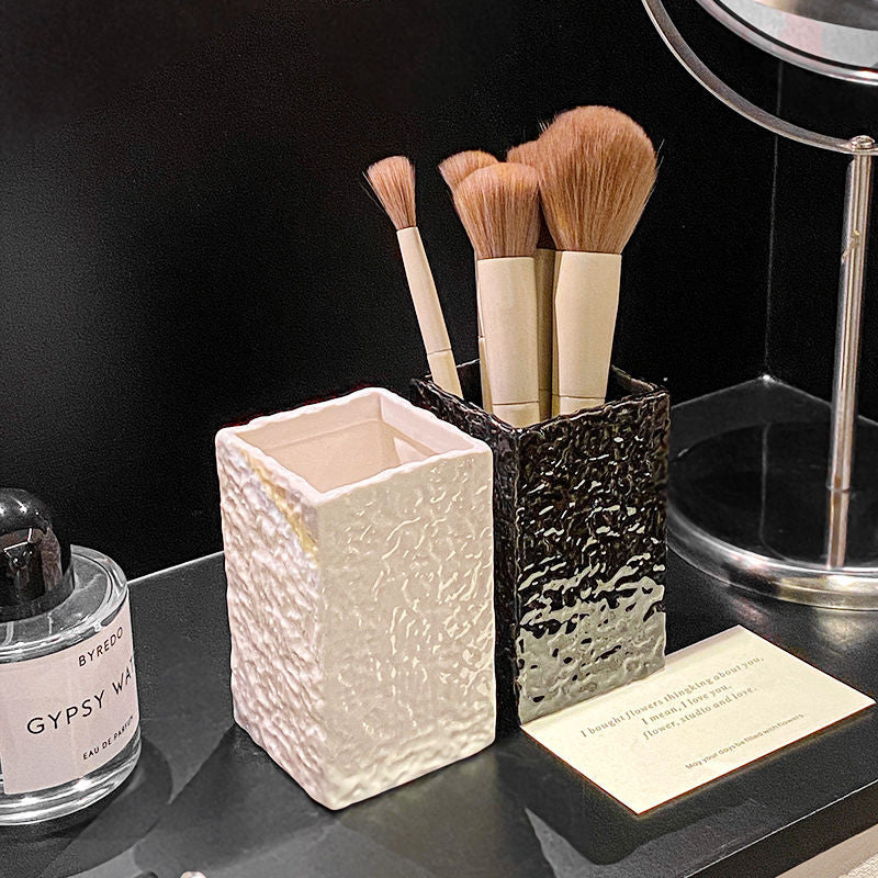 Ceramic Makeup Brush Holder – Modern Vanity Storage Cup